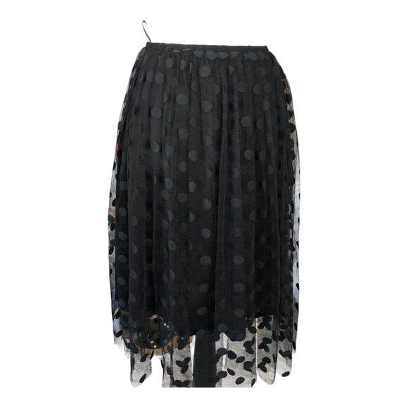 Lucy Paris Black Polka Dot Mesh A-Frame Goth‎ Whimsigoth Fairy Festival Skirt M - Picture 1 of 12